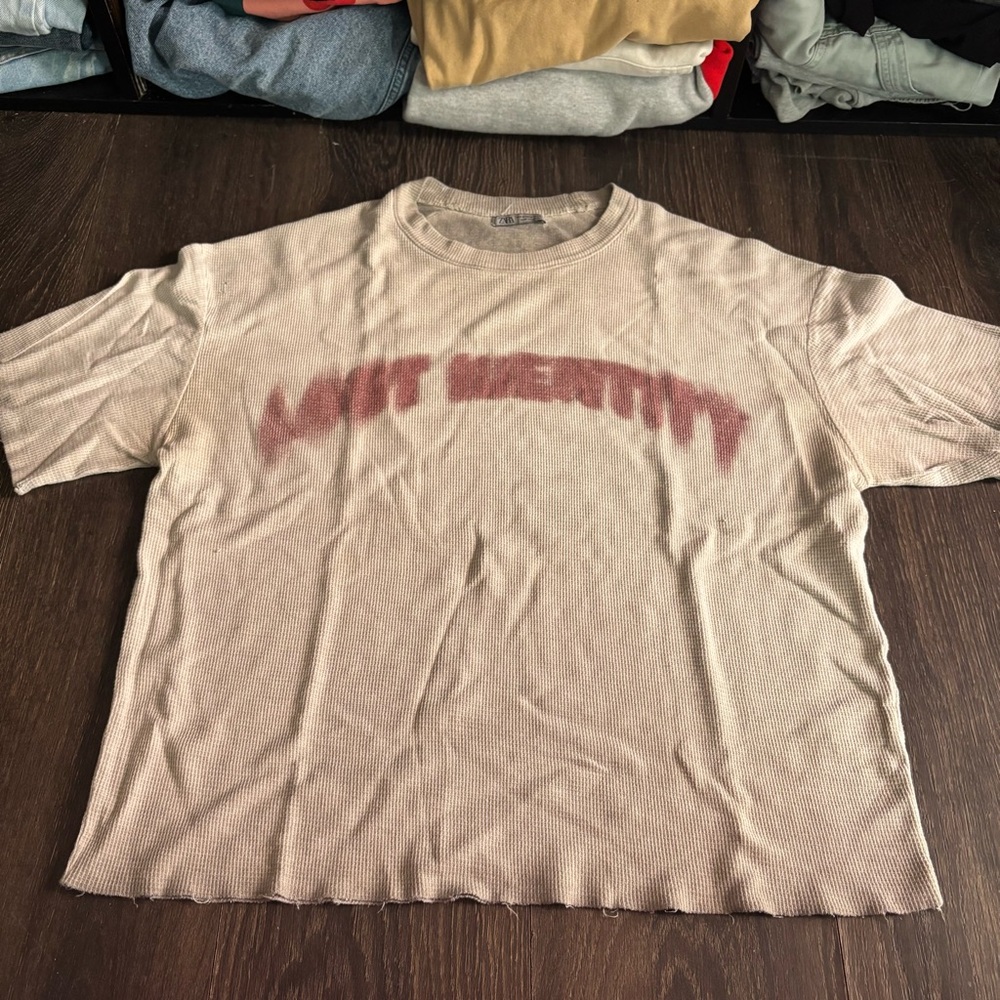 ZARA Light Beige Graphic T-Shirt